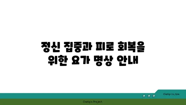 30대를 위한 피로 회복 요가 루틴