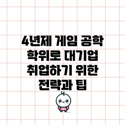 4년제 게임 공학 학위로 대기업 취업하기 위한 전략과 팁