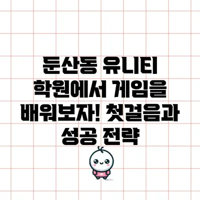 둔산동 유니티 학원에서 게임을 배워보자! 첫걸음과 성공 전략