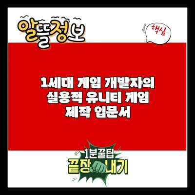 1세대 게임 개발자의 실용적 유니티 게임 제작 입문서