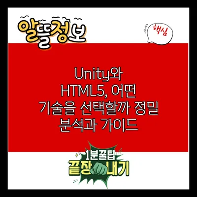 Unity와 HTML5, 어떤 기술을 선택할까? 정밀 분석과 가이드