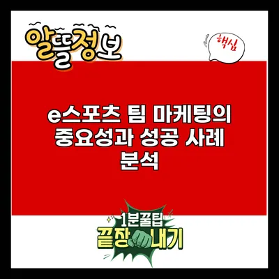 e스포츠 팀 마케팅의 중요성과 성공 사례 분석
