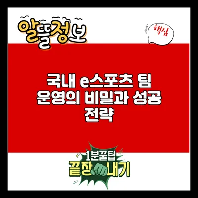 국내 e스포츠 팀 운영의 비밀과 성공 전략