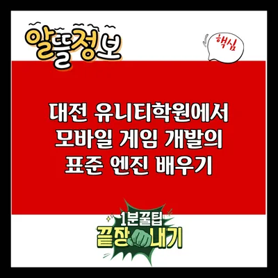 대전 유니티학원에서 모바일 게임 개발의 표준 엔진 배우기
