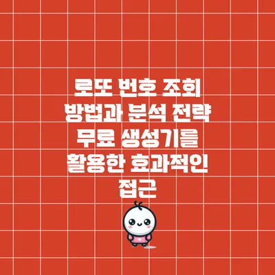 로또 번호 조회 방법과 분석 전략: 무료 생성기를 활용한 효과적인 접근