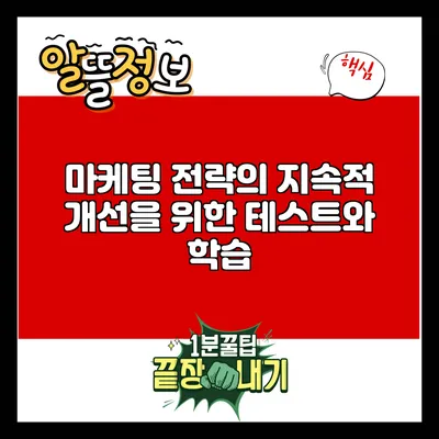 마케팅 전략의 지속적 개선을 위한 테스트와 학습