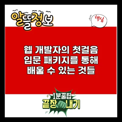 웹 개발자의 첫걸음: 입문 패키지를 통해 배울 수 있는 것들