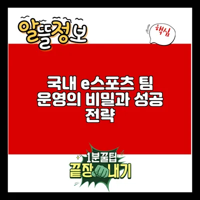 국내 e스포츠 팀 운영의 비밀과 성공 전략