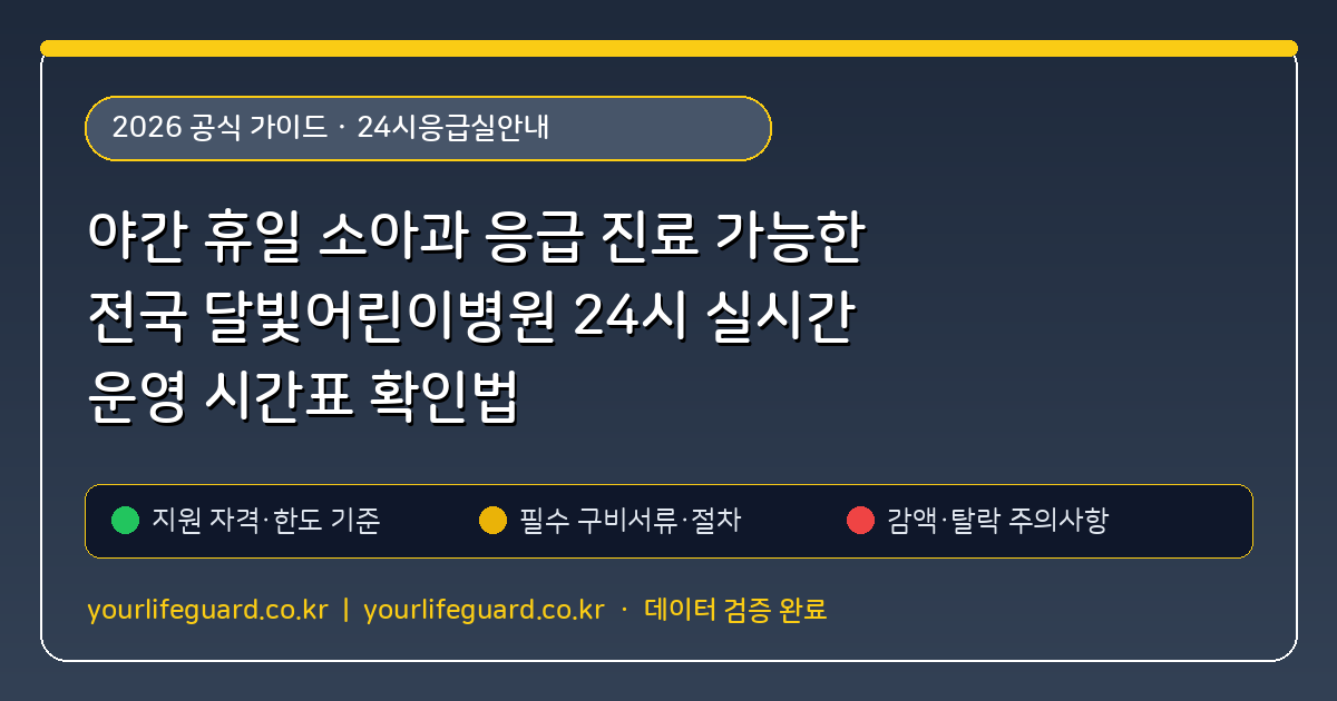 야간 휴일 소아과 응급 진료 가능한 전국 달빛어린이병원 24시 실시간 운영 시간표 확인법