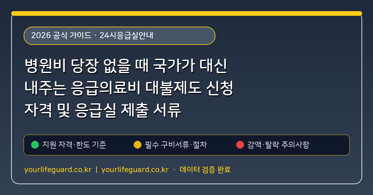 병원비 당장 없을 때 국가가 대신 내주는 응급의료비 대불제도 신청 자격 및 응급실 제출 서류